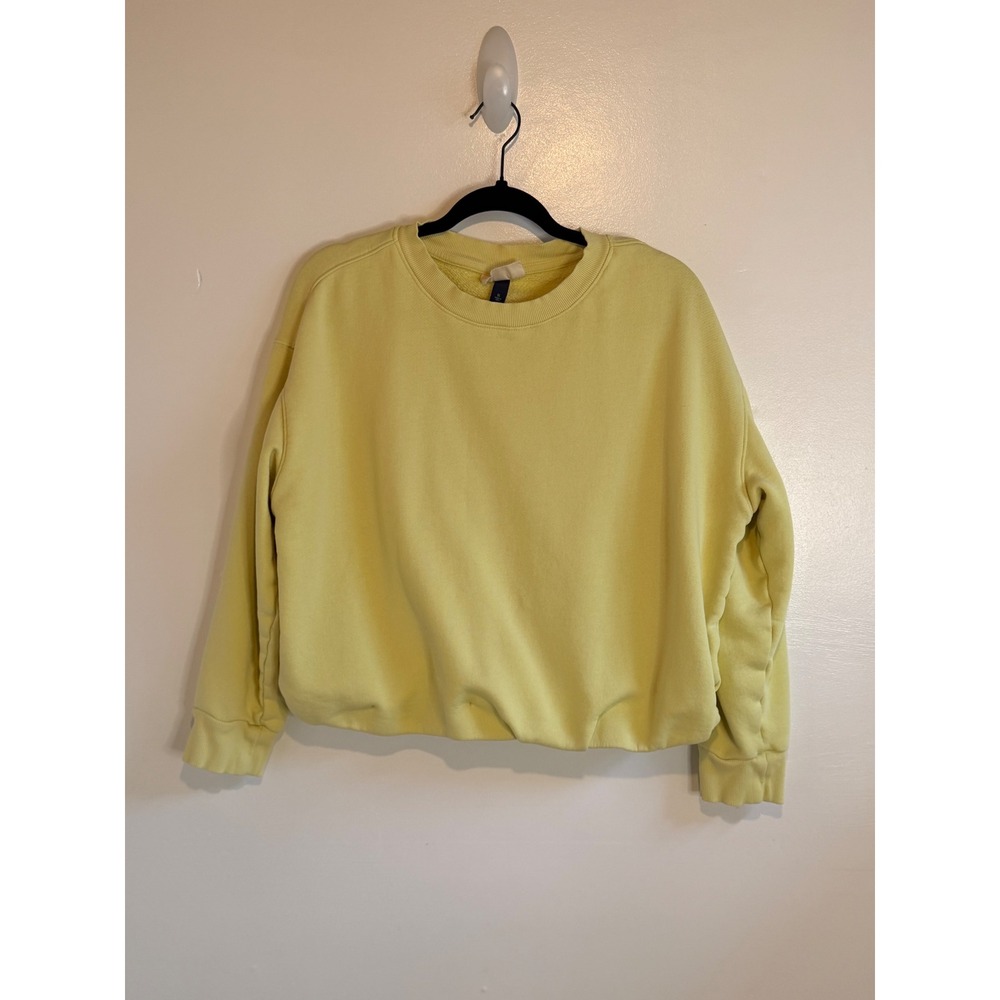 Universal Thread Sweatshirt Women XL Bright Lemon Lime Crewneck Bubble Hem - Picture 2 of 8